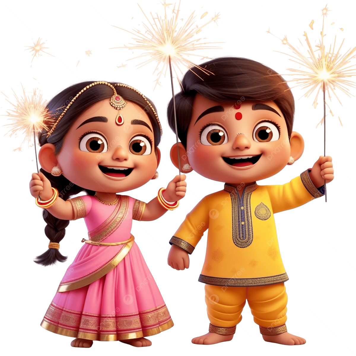 Diwali Kids with Sparklers