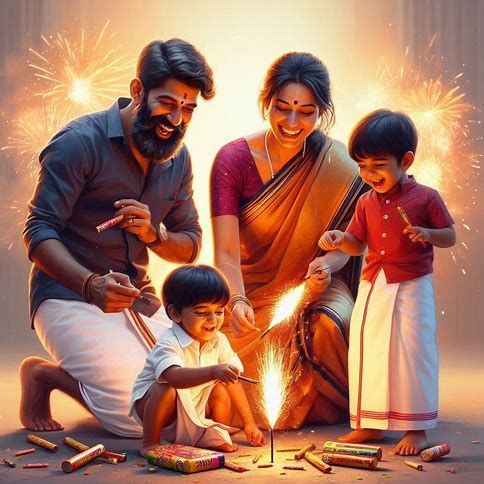 Family Celebrating with Crackers